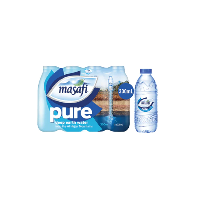 Masafi Pure Bottled Drinking Water, 330ml, 12pcs/pack
